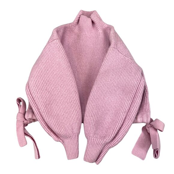 PAPER LONDON Wool Sweater Pink Women's Sz XS Cropped Mock Neck Pullover - Picture 8 of 11